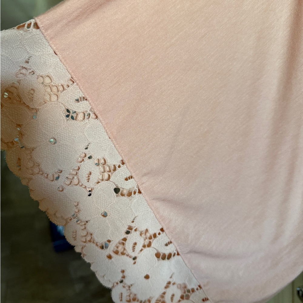 $148 Eberjey Women's Pink(peachy) Lace Knit Kimono Sleeve Self-Tie Naya Robe  S - Picture 4 of 9